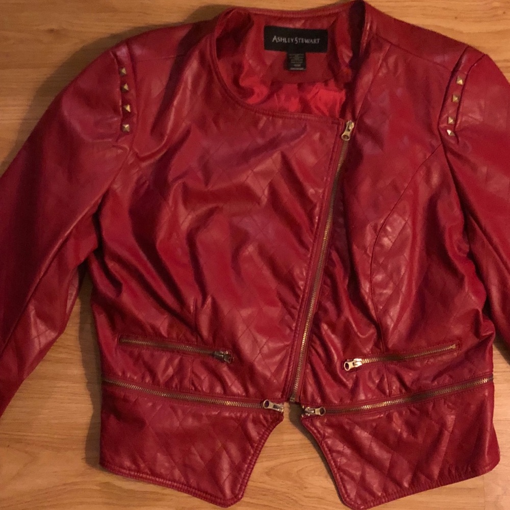 Faux Leather studded crop jacket